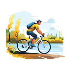 A man on a bicycle. Vector illustration.
