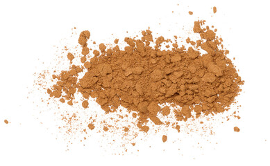 Scattered crushed cinnamon on an isolated background.
