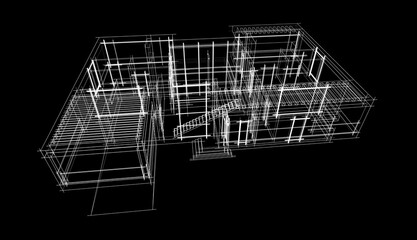 house building architecture 3d illustration