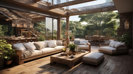 Fototapeta premium Open-Air Living Room with a Retractable Roof