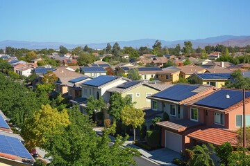 Sustainable Community: Solar-Powered Roofs Illustrating Residential Unity