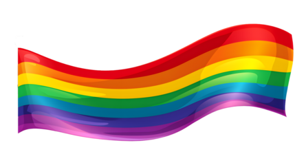 Waving rainbow LGBT flag isolated on png 