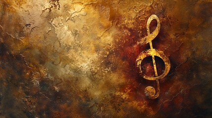 Artistic swirls around treble clef, earthy tones blend