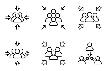 Meeting point vector icon set. Thin line black meeting point icon, vector illustration from editable human resources concept on white background.