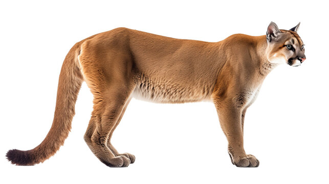 puma cat cutout isolated on white side view on transparent png background Stock Photo Adobe Stock