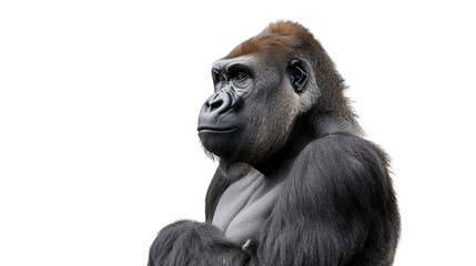 Fototapeta premium gorilla portrait cutout, sideview on transparent png background 