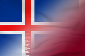 Obraz premium Iceland and Qatar official flag international contract QAT ISL