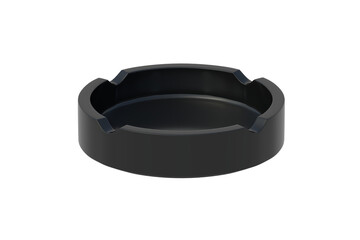 Black ashtray isolated on white background. 3d render