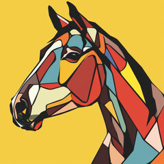 artwork portrays a horse in a modern, geometric style. t-shirt design, wall art design