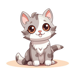 Cat cartoon vector icon. Cute and happy cat.