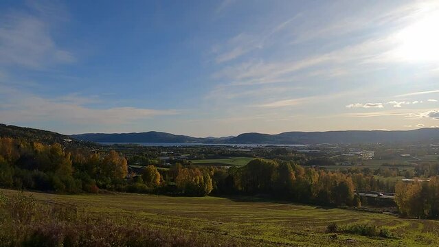 Panoramic Vista: Majestic Drammen City View Unfolding Across the Norwegian Landscape.