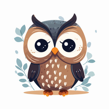Cute owl simple animal illustration. Can