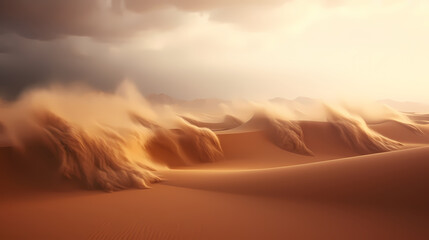 Desert background, desert landscape photography with golden sand dunes - 732118218