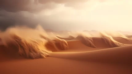 Tuinposter Desert background, desert landscape photography with golden sand dunes © xuan