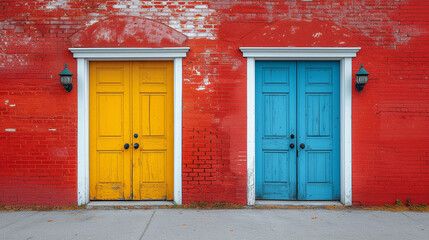 Fototapeta na wymiar The doors of the colorful creative district,