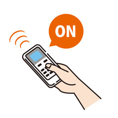 エアコンのリモコンを使う手のイラスト