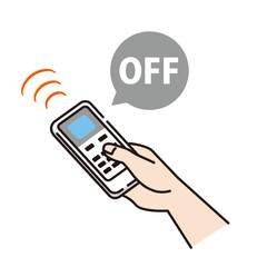 エアコンのリモコンを使う手のイラスト