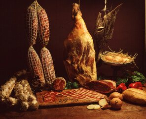 Dry Spanish ham,jamon   Serrano Bellota, Italian Prosciutto Crudo  Parma ham,Slicing Spanish,...