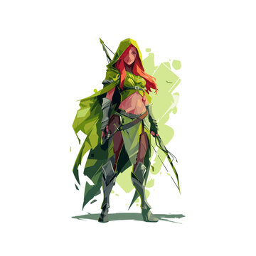 Windrunner MOBA game character flat vector design