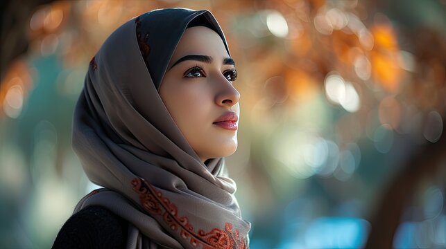 Elegantly dressed Muslim woman wearing a hijab