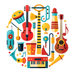 Obraz premium Vector Set Bundle Of Musical Instruments