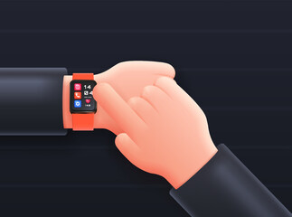 3d hands with watch vector concept