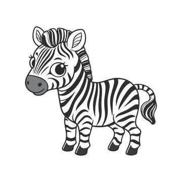 Hand drawn cute zebra outline illustration