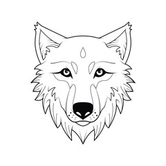 Hand drawn wolf head outline illustration
