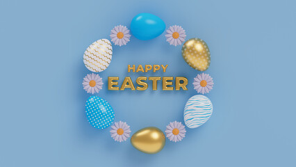 Photo 3d rendering of easter decorative eggs