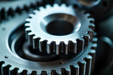 Gear system. Background with selective focus and copy space