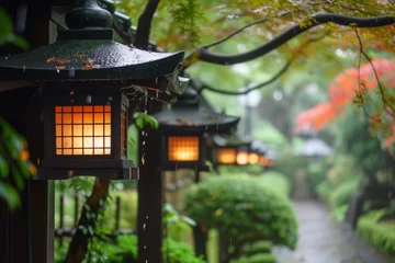 Fotobehang japanese lantern in the park © haxer