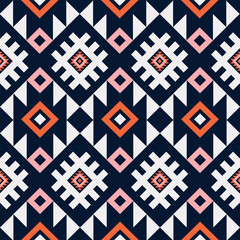 Ethnic Geometric Seamless Design.Ethnic Pattern in tribal, folk embroidery abstract art colorful. ornament print. Ethnic Geometric Seamless Design for wallpaper,carpet, clothing, fashion, fabric.