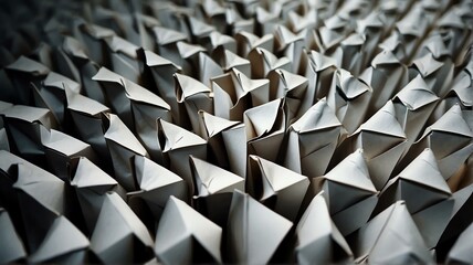 White shaded pattern of paper folds in origami style from Generative AI