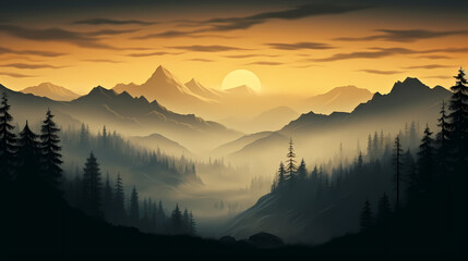 Obraz premium Forest landscape, exotic foggy forest