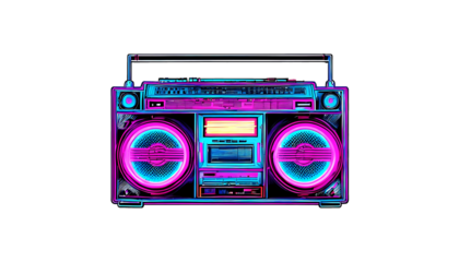Neon retro Boombox illustration sticker