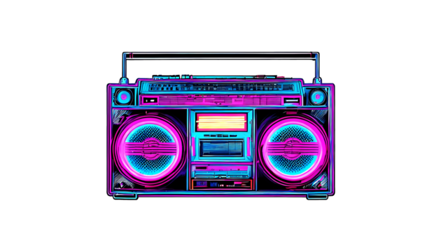 Neon retro Boombox illustration sticker