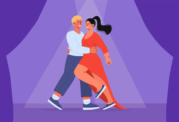 Couple dance at scene vector concept