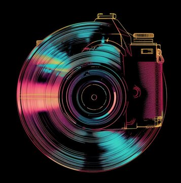 Colorful Picture of a Camera on a Black Background