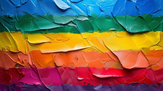 Full frame image of a LGBT flag painted wall in the style of vibrant palette