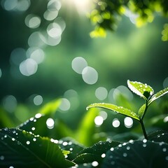 green leaves and drops