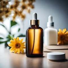 bottle of perfume with flower