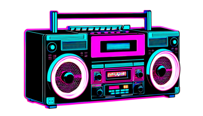 Neon retro Boombox illustration sticker