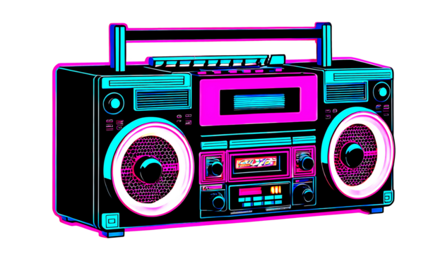 Neon retro Boombox illustration sticker