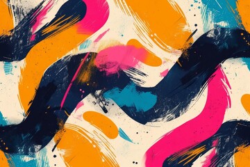 Bold and dynamic brush stroke pattern Featuring curved lines and squiggles for a vibrant and energetic design - obrazy, fototapety, plakaty