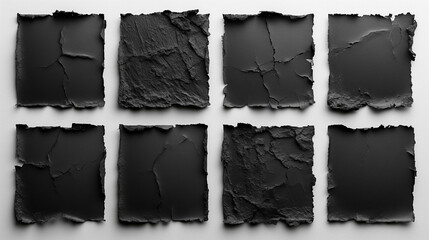 Set of Nine Black Square Pieces of Paper