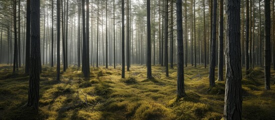 Early spring coniferous forests in northeastern Europe's forest landscapes.