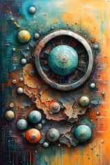 Obraz na płótnie Canvas Abstract circles 3d, molecular, gritty