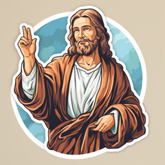 Stylized Jesus Christ Illustration Sticker Design

