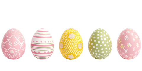 Colorful decorative Easter eggs over isolated transparent background