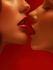 International Kissing Day poster design background, realistic, HD, copy space - generative ai